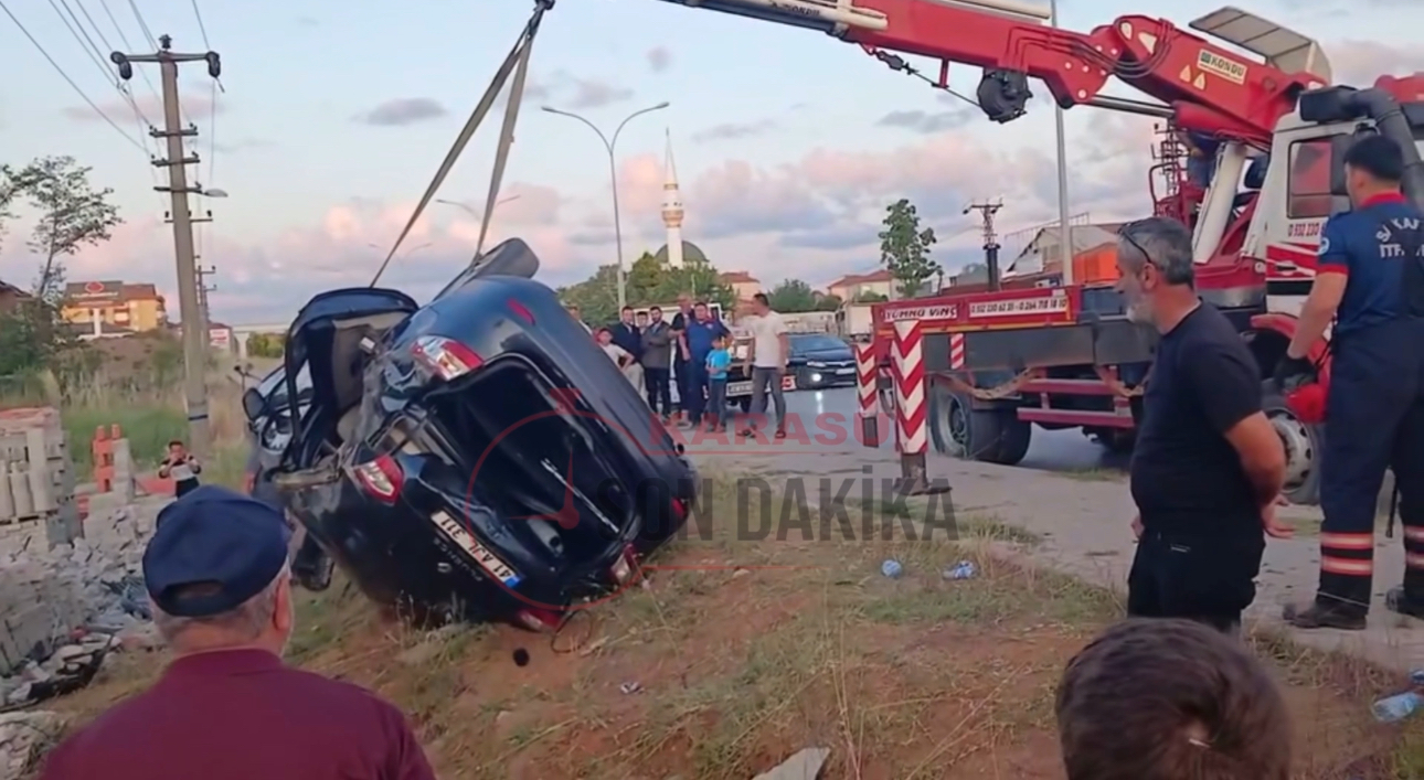 Karasu’da Takla Atan Otomobil Korkuttu